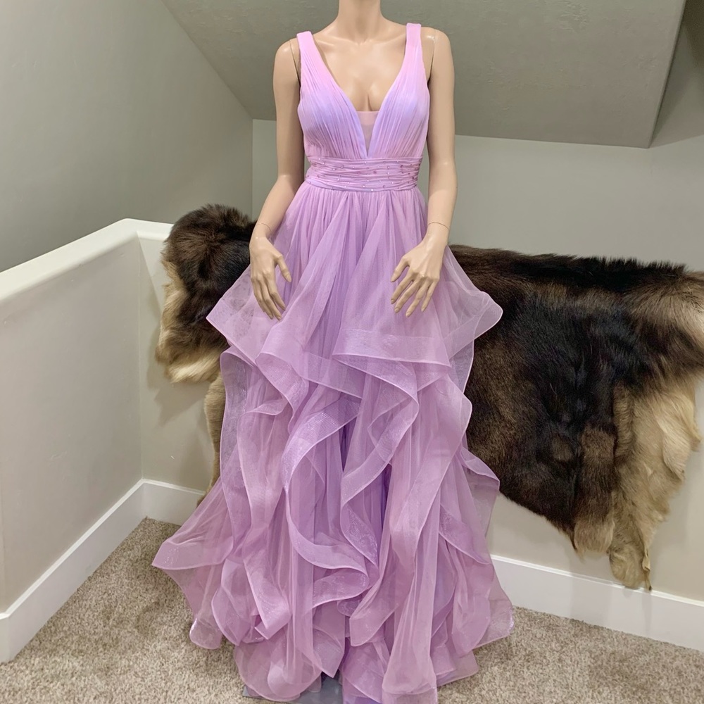 Charming Sleeveless Beaded Ball Gown with Tier